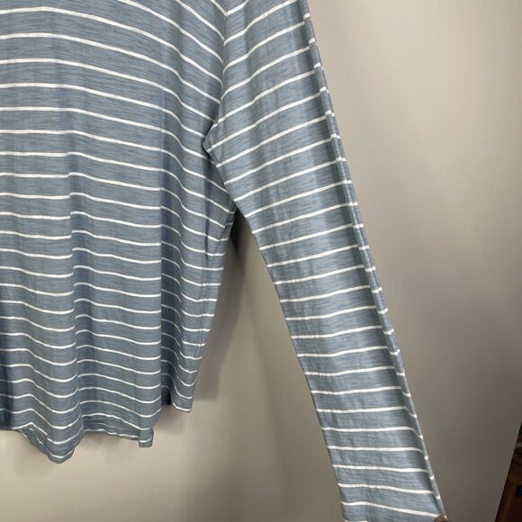 Vince Men's XL T-Shirt Blue Striped Slub Hooded Cotton Long Sleeve Tee BE17 - Picture 3 of 8